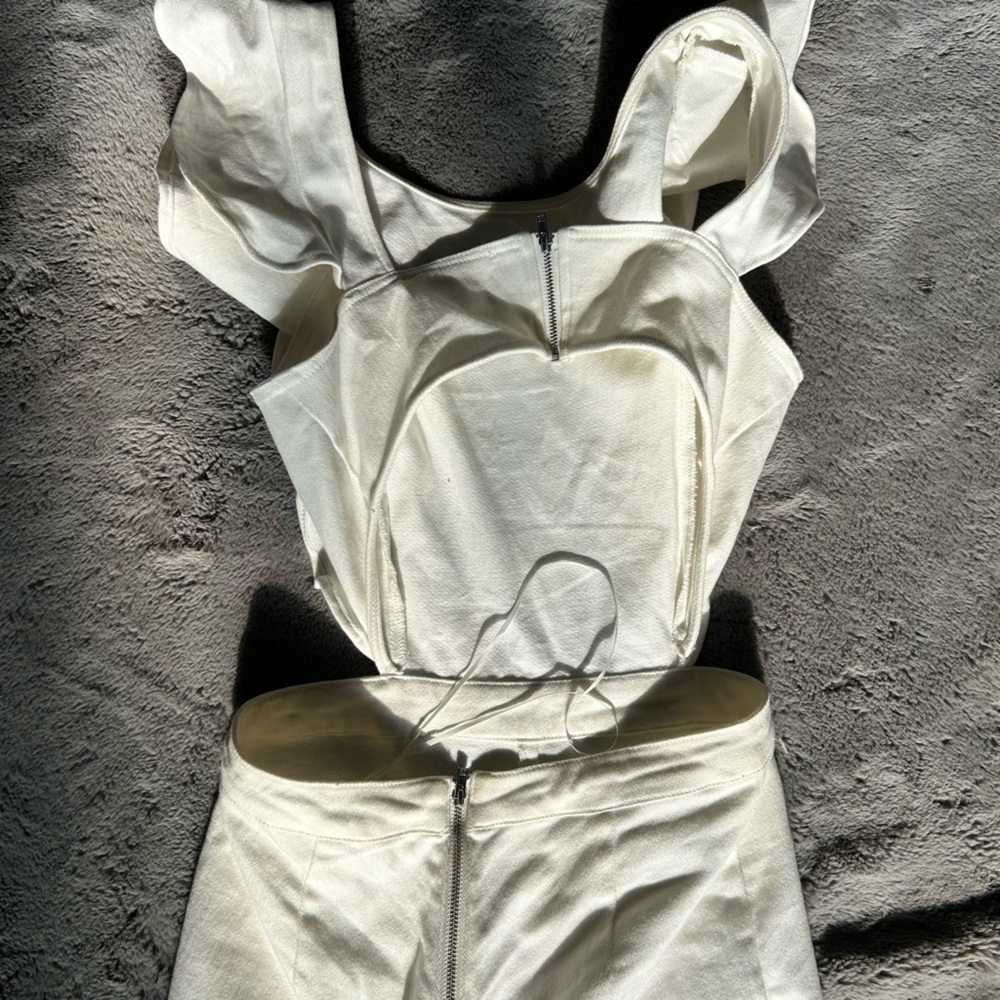 white denim romper